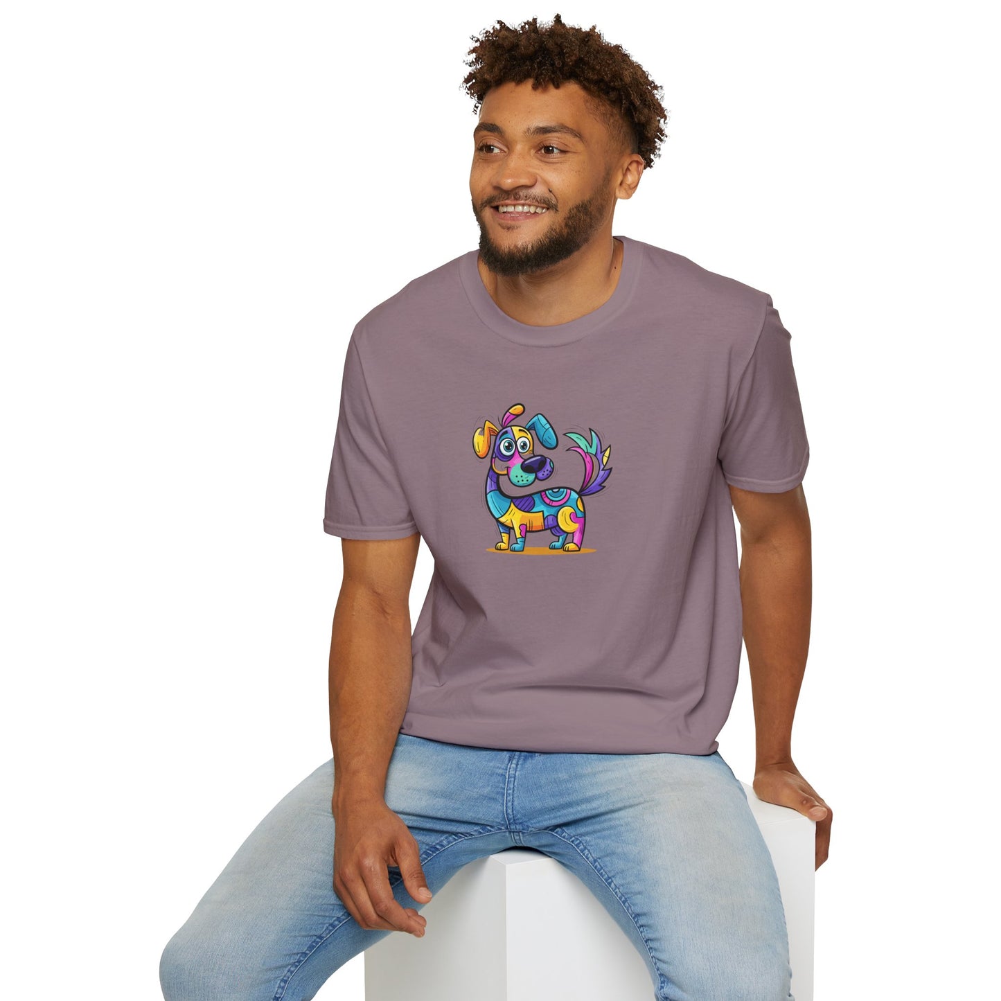 Colorful Dog Graphic Tee, Fun Pet Lover's Shirt,