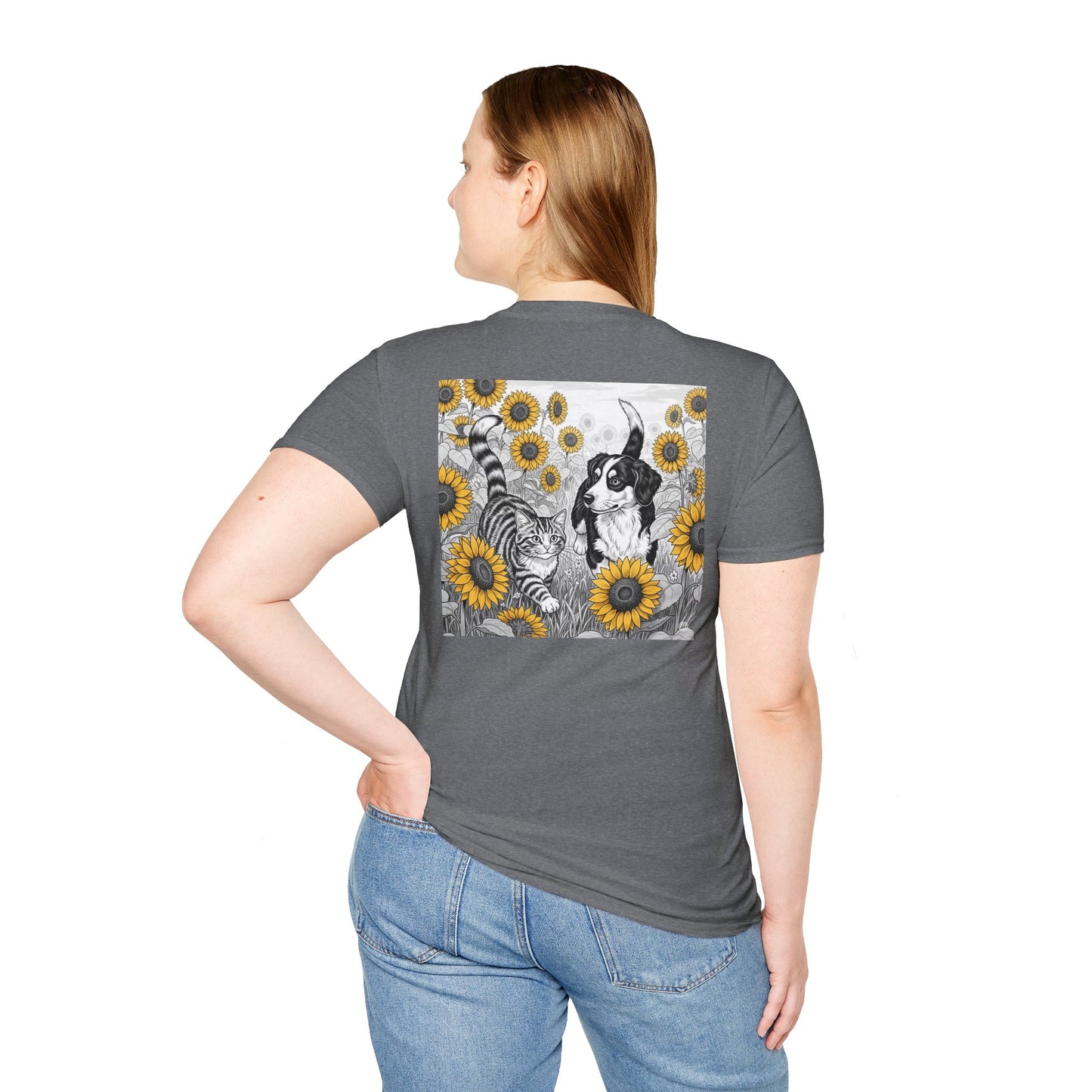 Dog + Cat Sunflower Rear Print