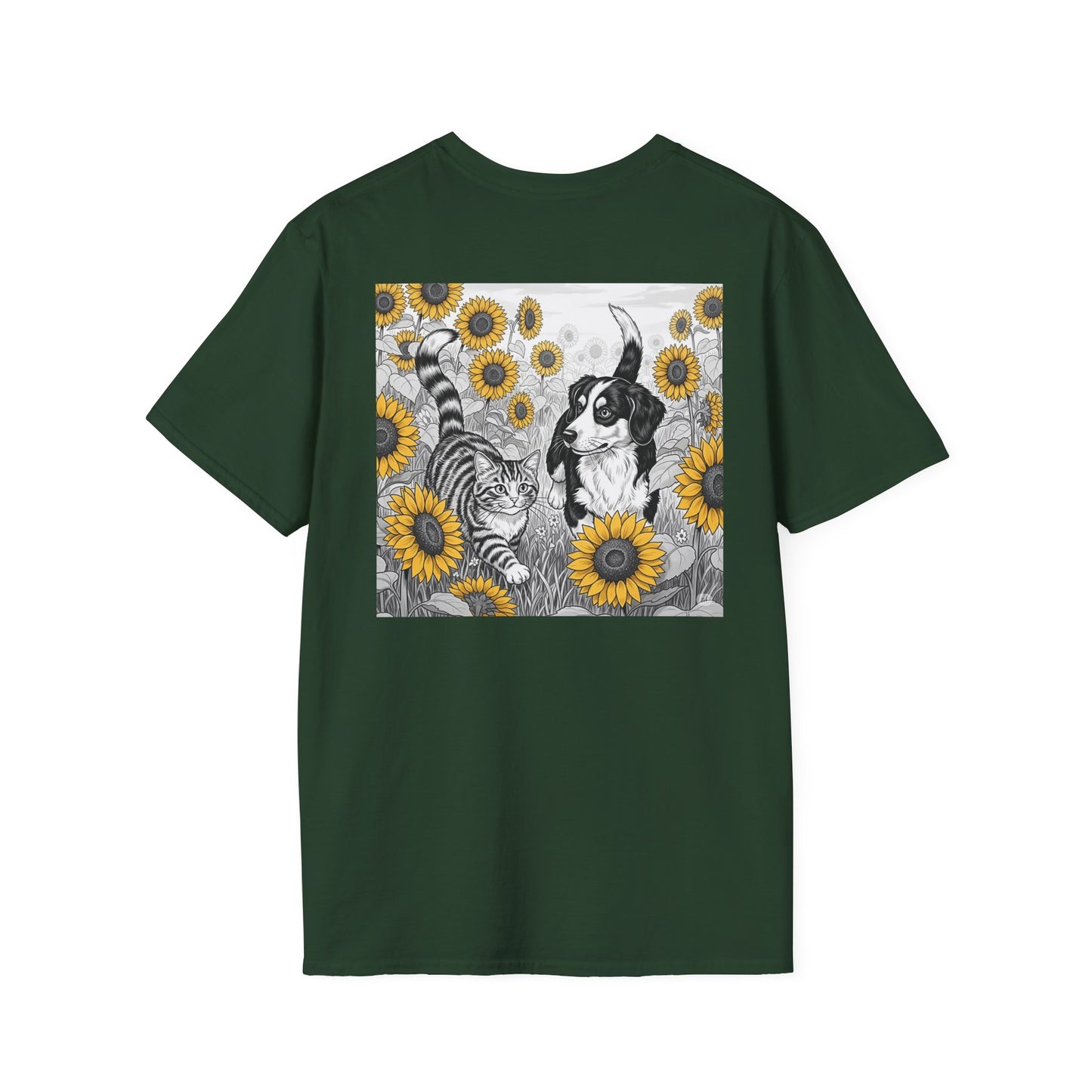 Dog + Cat Sunflower Rear Print