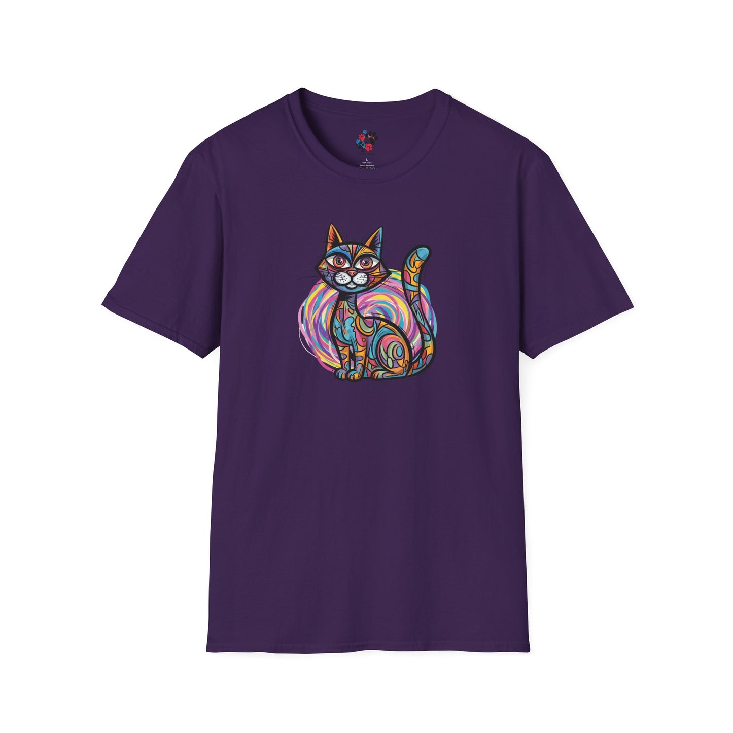 Colorful Cat Artwork T-Shirt, Cat Lover Gift