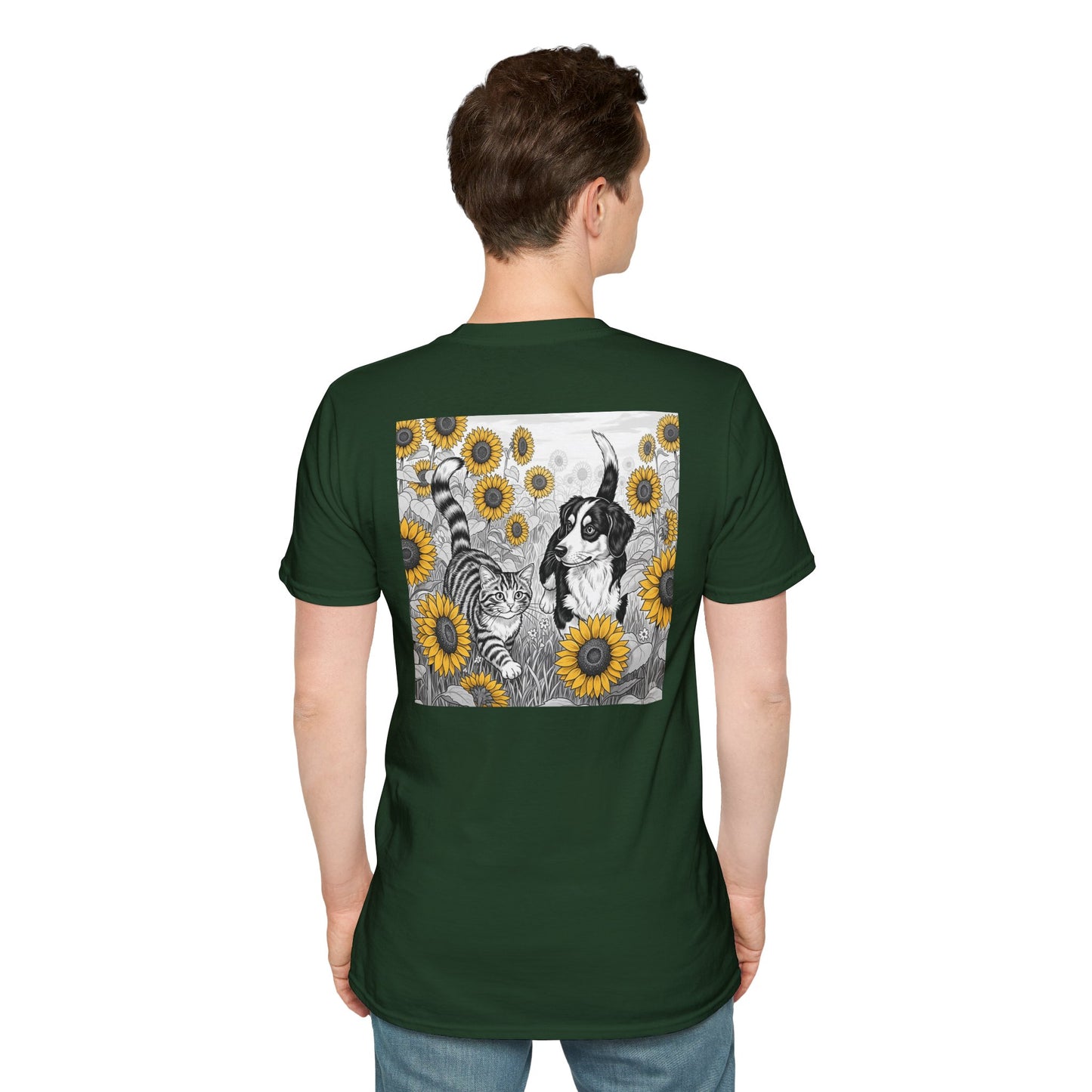 Dog + Cat Sunflower Rear Print