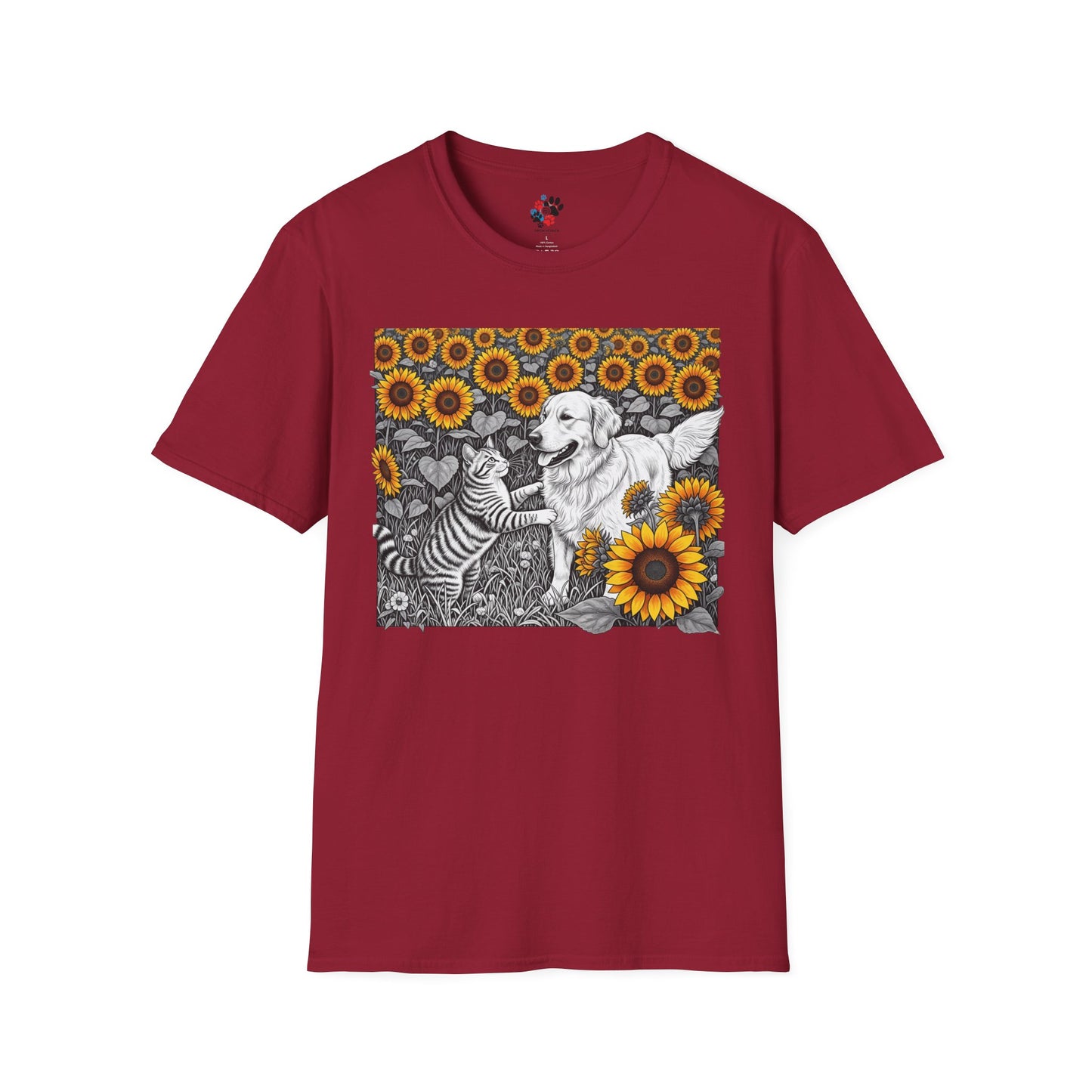 Dog and Cat Sunflower T-Shirt