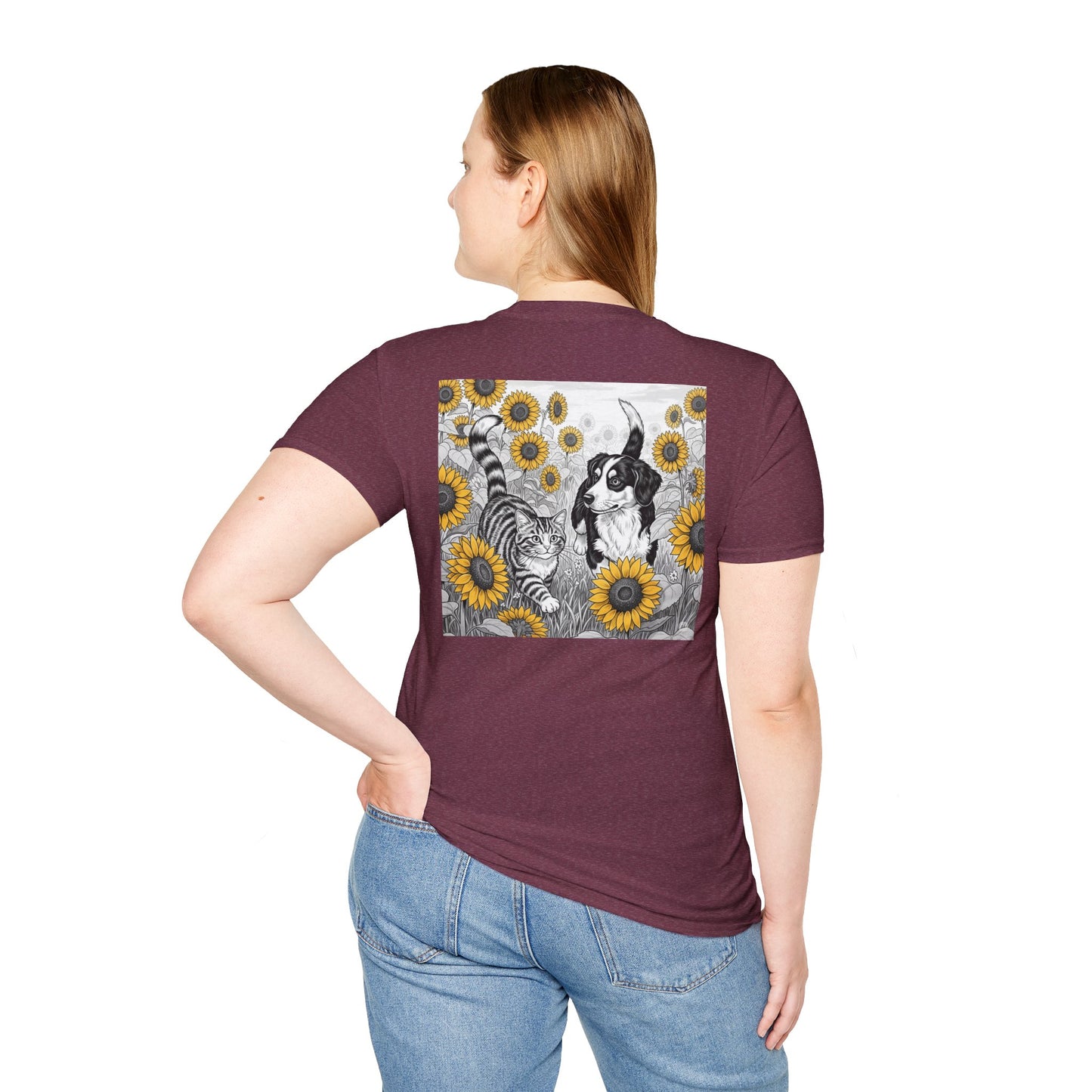 Dog + Cat Sunflower Rear Print