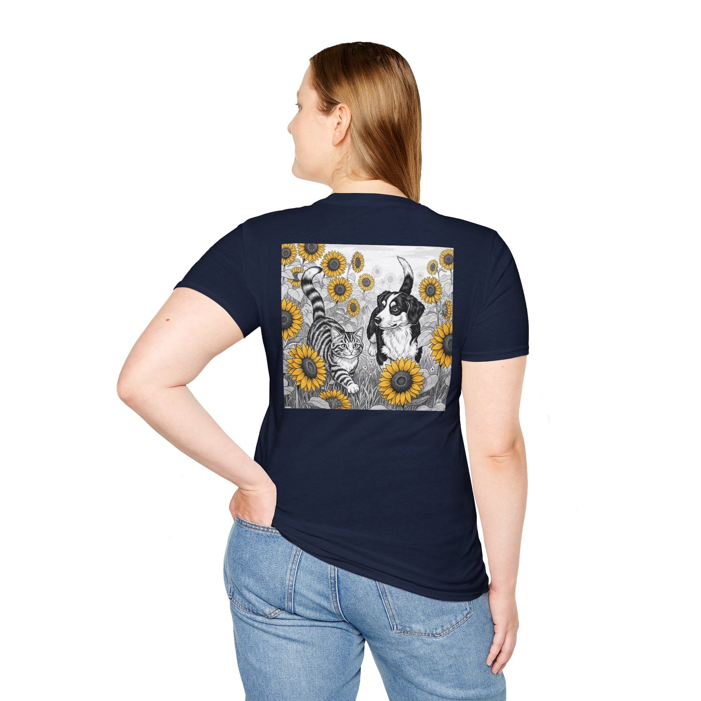 Dog + Cat Sunflower Rear Print