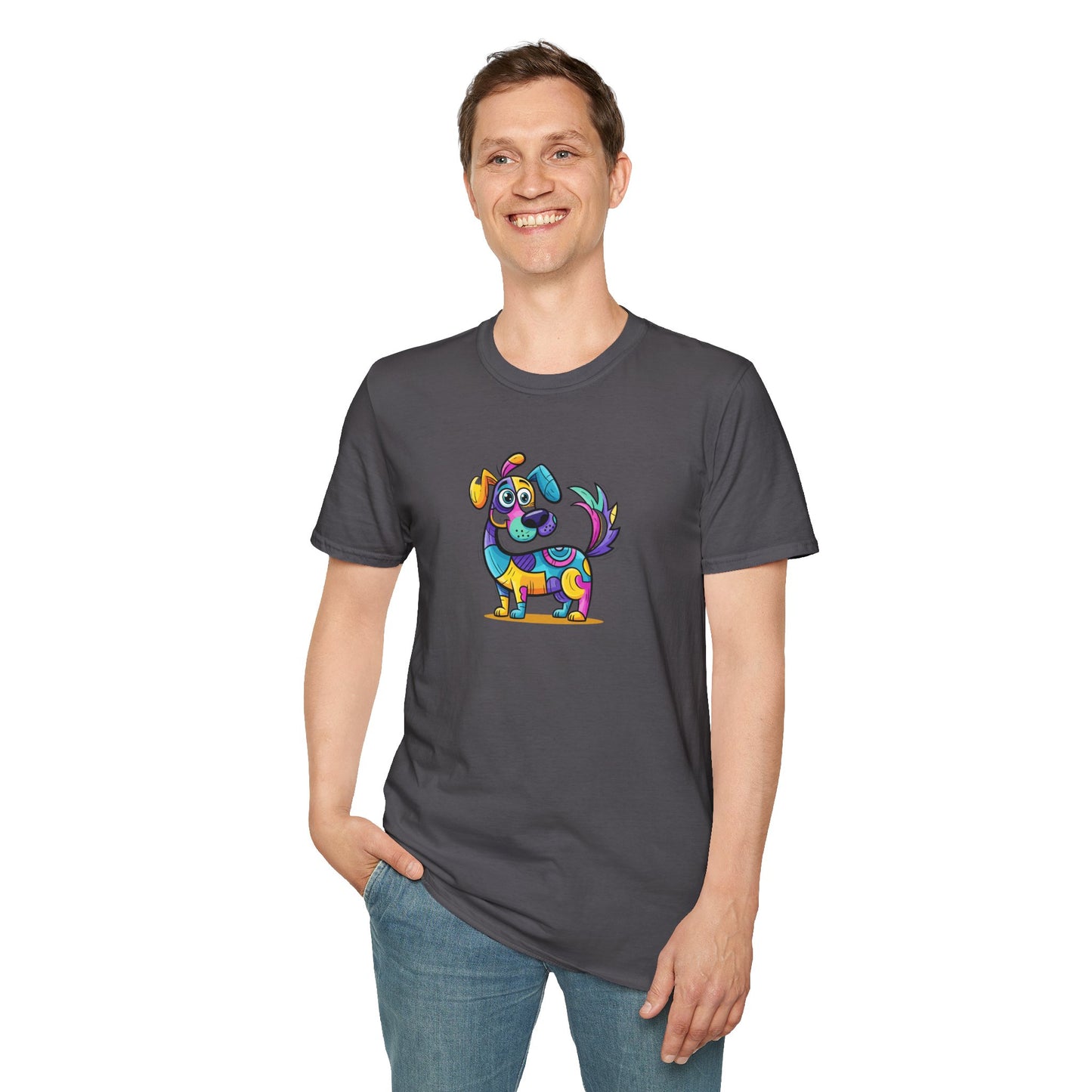 Colorful Dog Graphic Tee, Fun Pet Lover's Shirt,