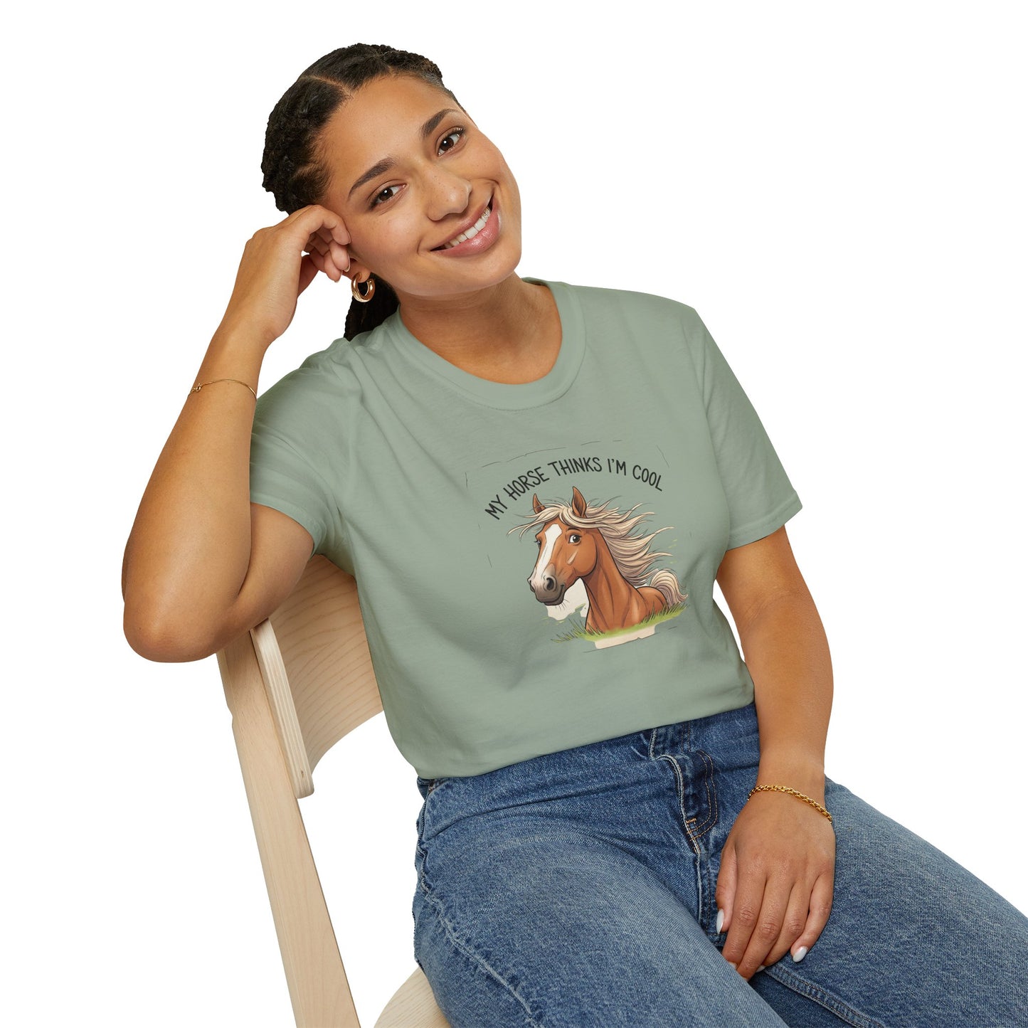 Funny Horse T-Shirt, My Horse Thinks I'm Cool Tee