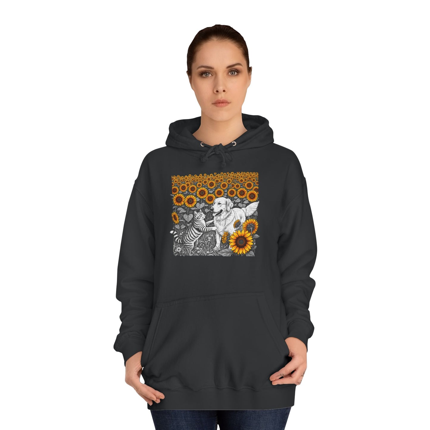 Dog and Cat Sunflower Hoodie,