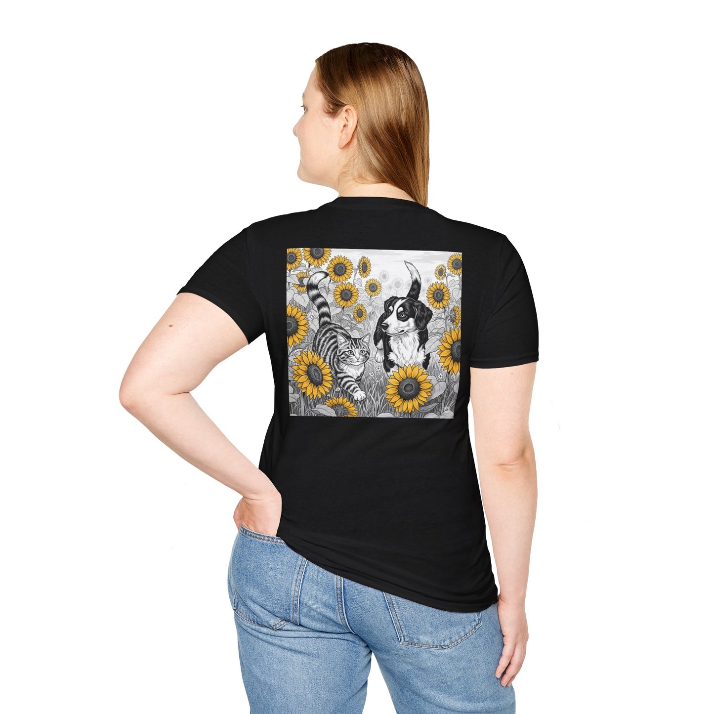 Dog + Cat Sunflower Rear Print