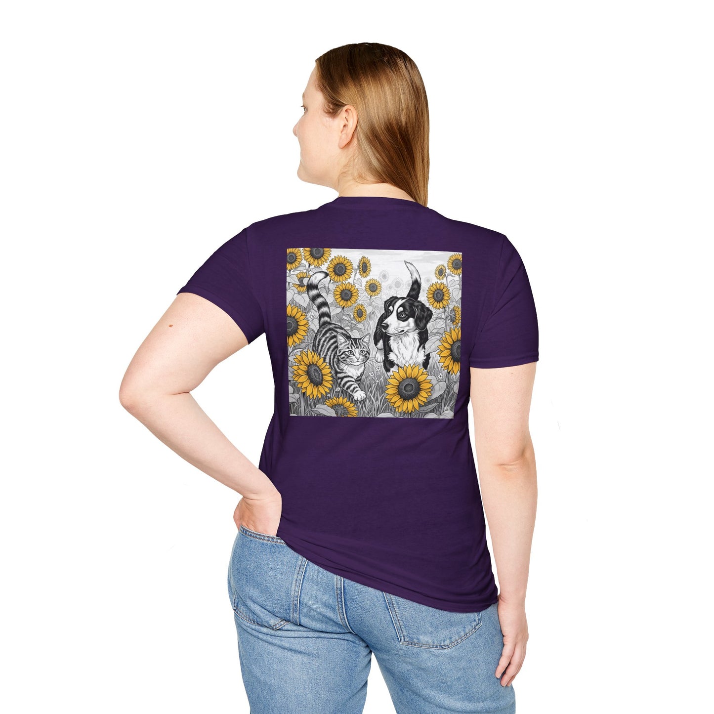 Dog + Cat Sunflower Rear Print