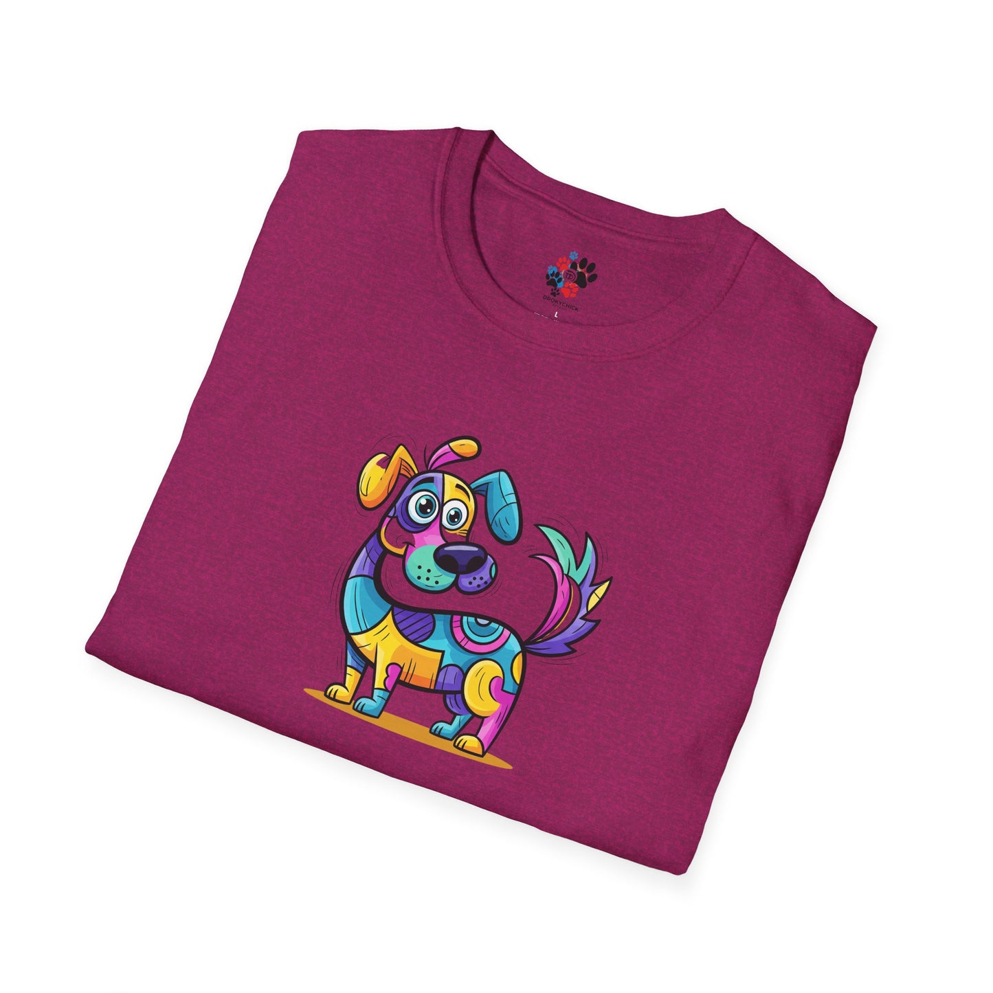 Colorful Dog Graphic Tee, Fun Pet Lover's Shirt,