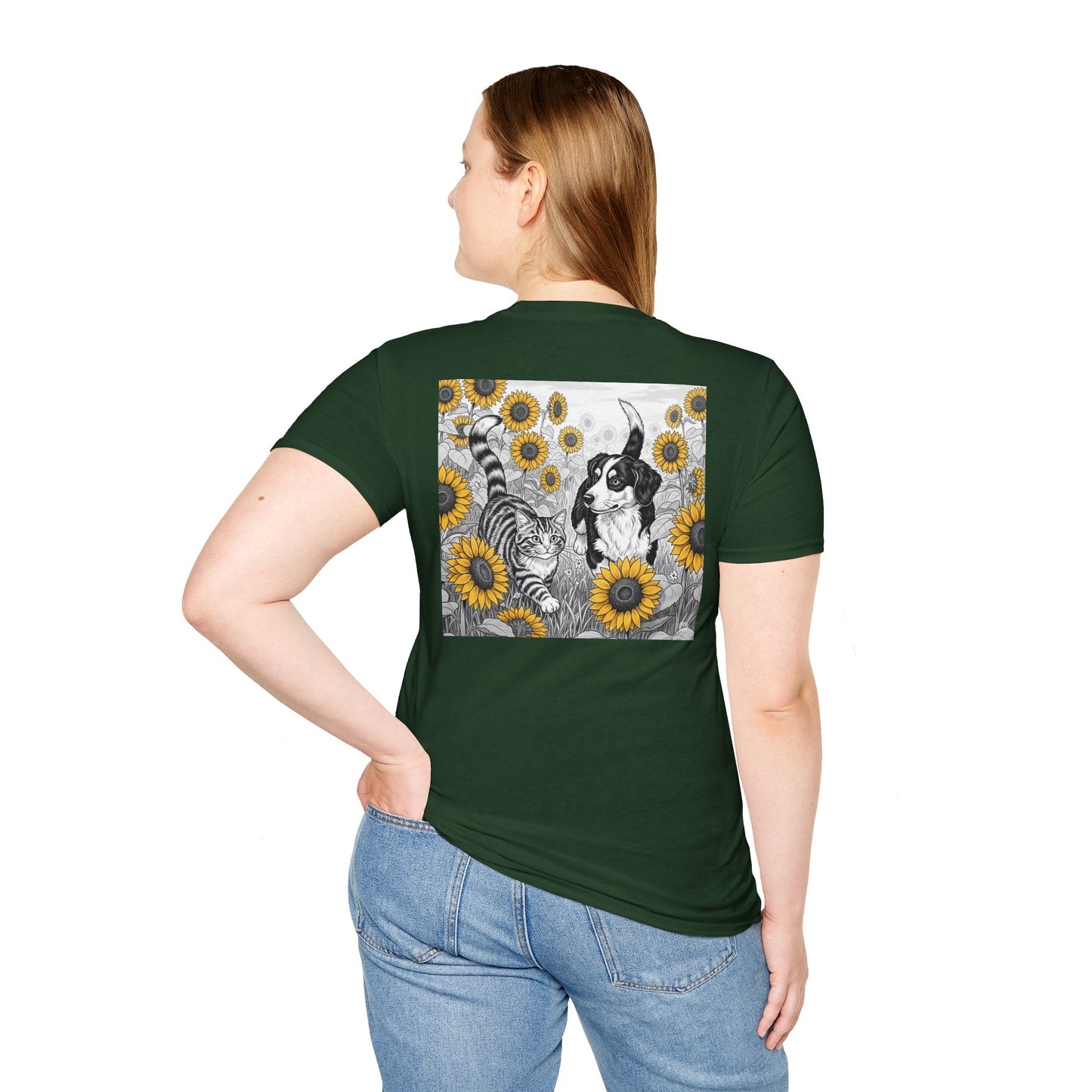 Dog + Cat Sunflower Rear Print