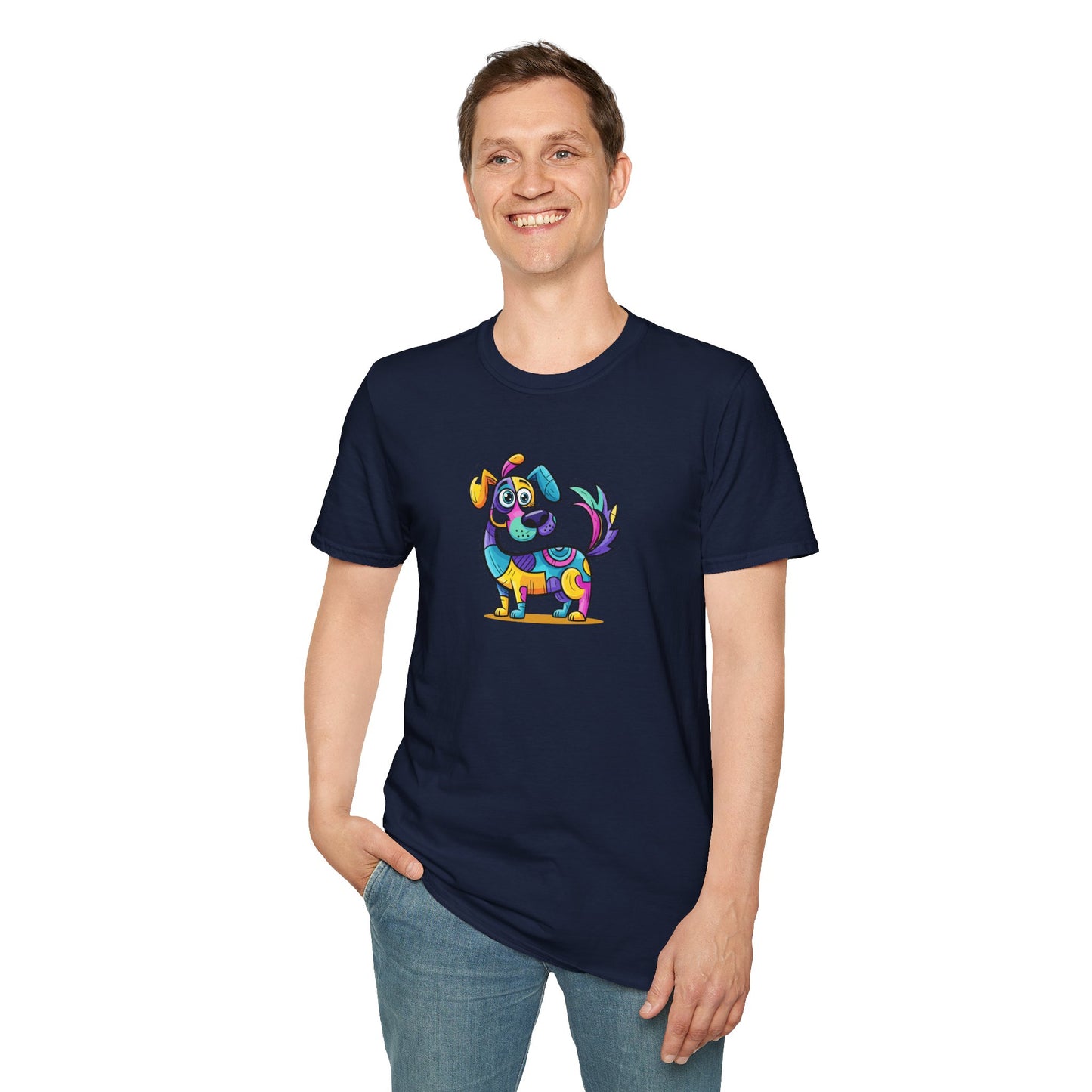 Colorful Dog Graphic Tee, Fun Pet Lover's Shirt,