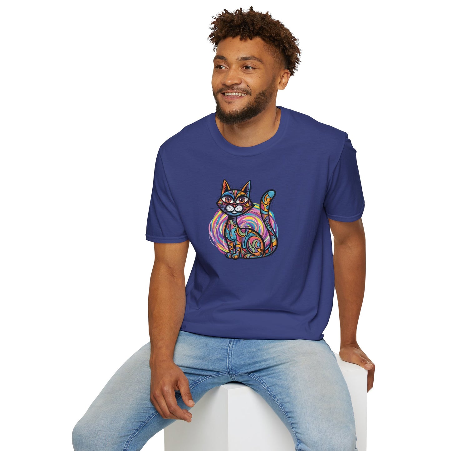 Colorful Cat Artwork T-Shirt, Cat Lover Gift