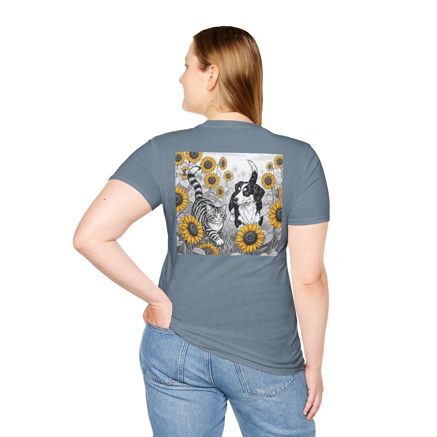 Dog + Cat Sunflower Rear Print