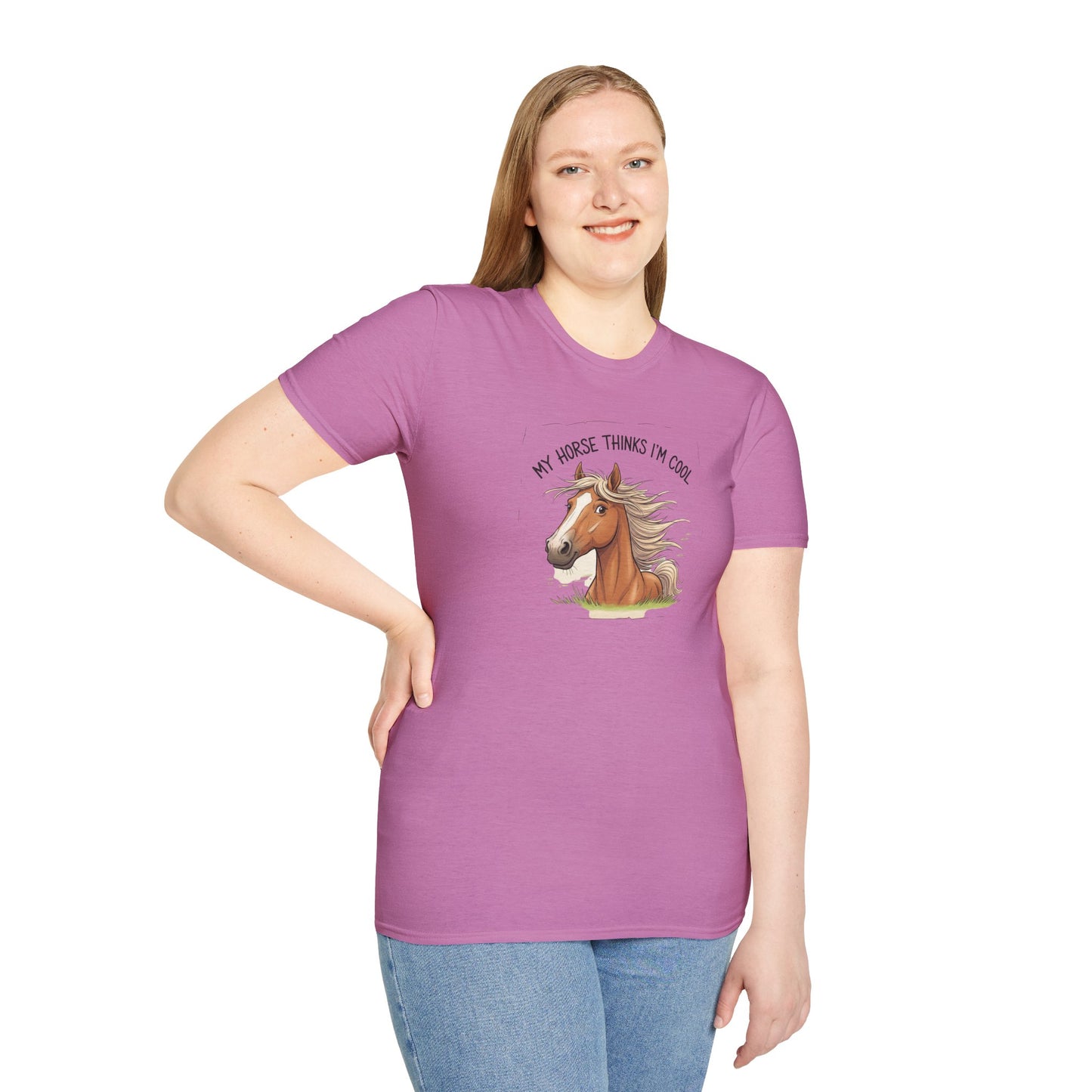 Funny Horse T-Shirt, My Horse Thinks I'm Cool Tee